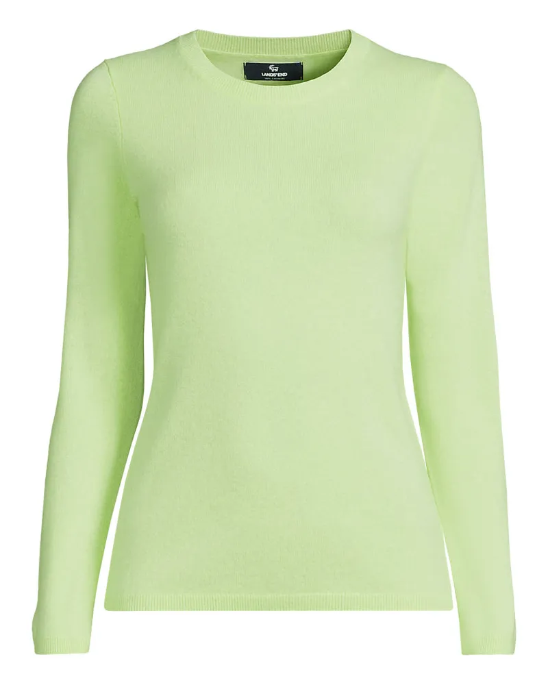 Lands' End Kaschmir-Pullover mit rundem Ausschnitt, Damen, Größe regular, Grün, Kaschmir, by Grün