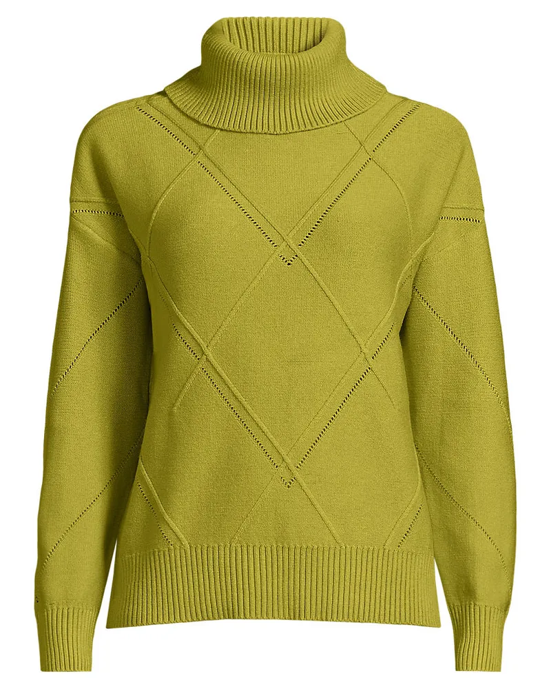 Lands' End Rollkragenpullover Silk Touch, Damen, Größe petite, Grün, Polyester/Nylon/Viskose, by Grün