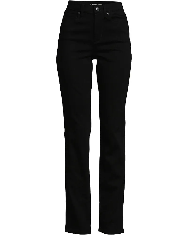 Lands' End Farbige Straight Fit Jeans High Waist, Damen, Größe plus, Schwarz, Elasthan/Baumwoll-Mischung/Polyester-Mischung, by Schwarz