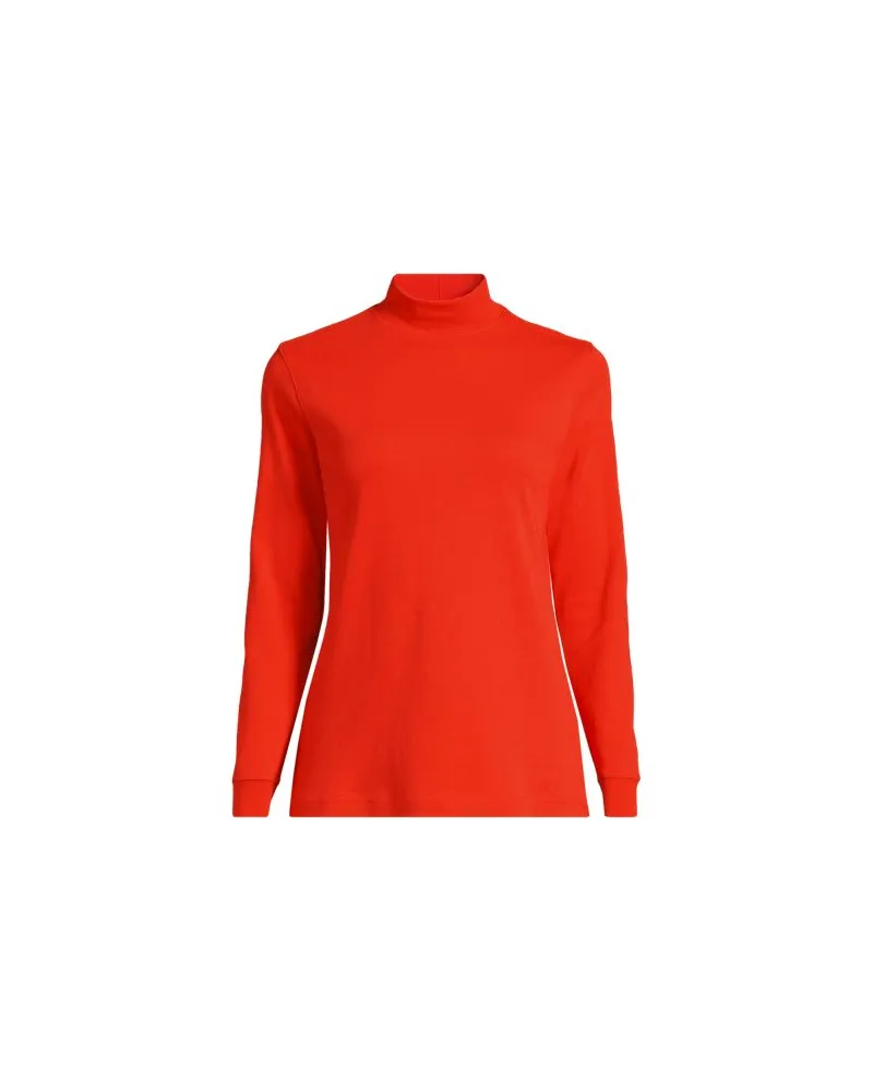 Lands' End Baumwoll-Stehkragenshirt, Damen, Größe regular, Orange, Baumwolle, by Orange
