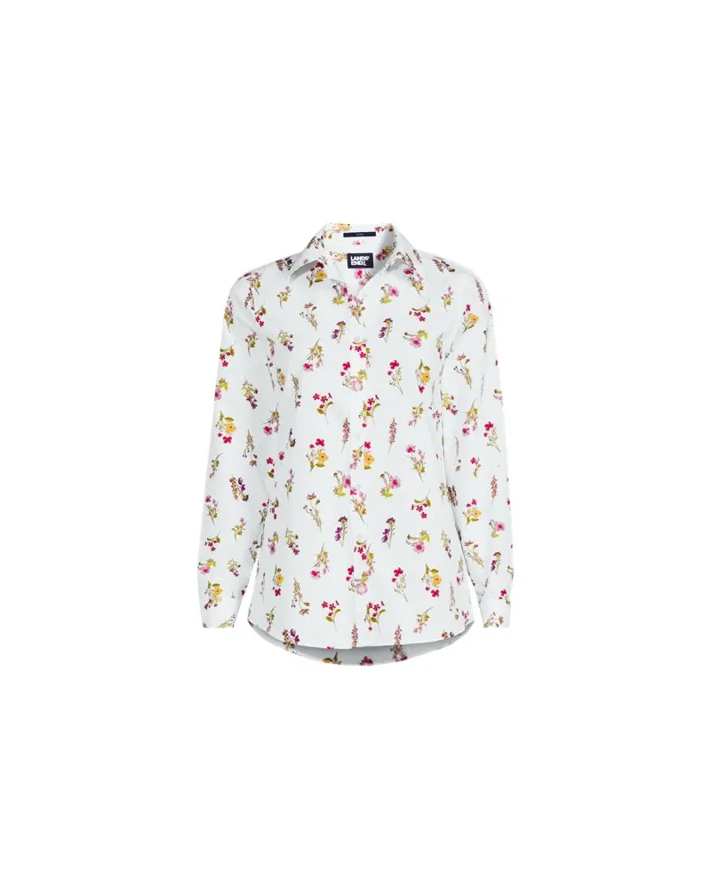 Lands' End Bügelfreie Baumwoll-Bluse, Damen, Größe plus, Weiß, Baumwolle, by Weiß