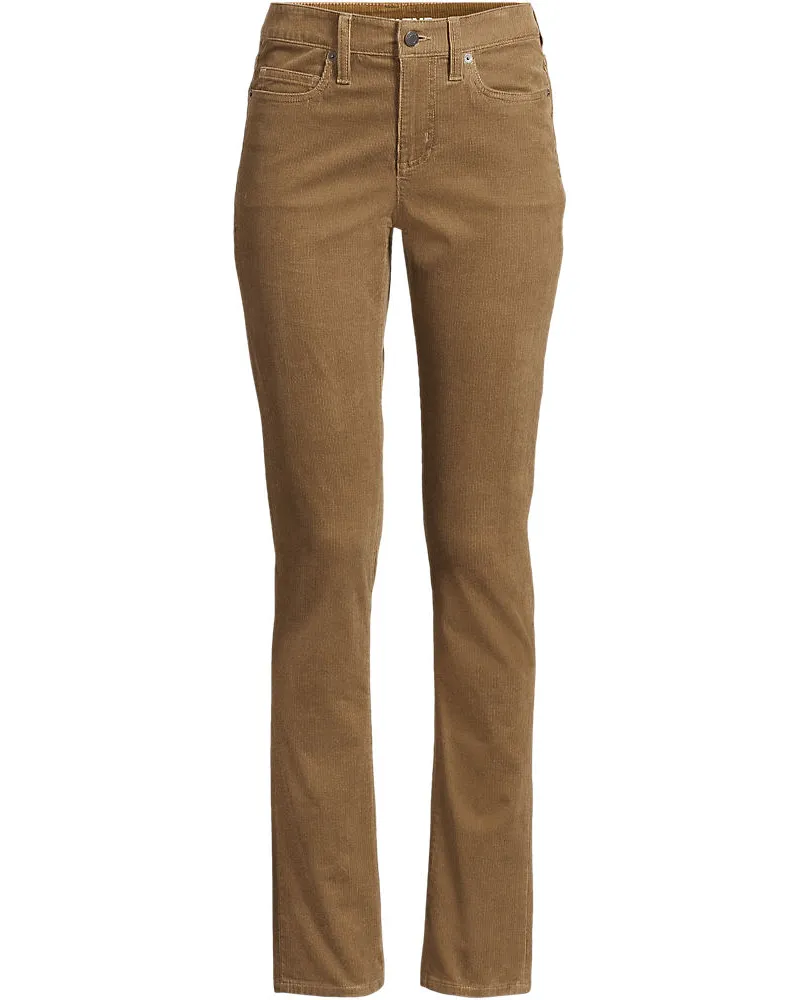 Lands' End Straight Fit Cordhose Mid Waist, Damen, Größe regular, Braun, Baumwoll-Mischung, by Braun