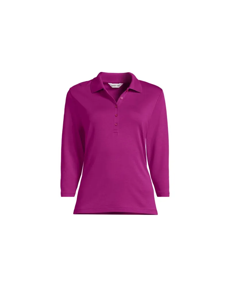 Lands' End Supima Poloshirt mit 3/4-Ärmeln, Damen, Größe:40-42 regular, Pink, Baumwolle, by Pink