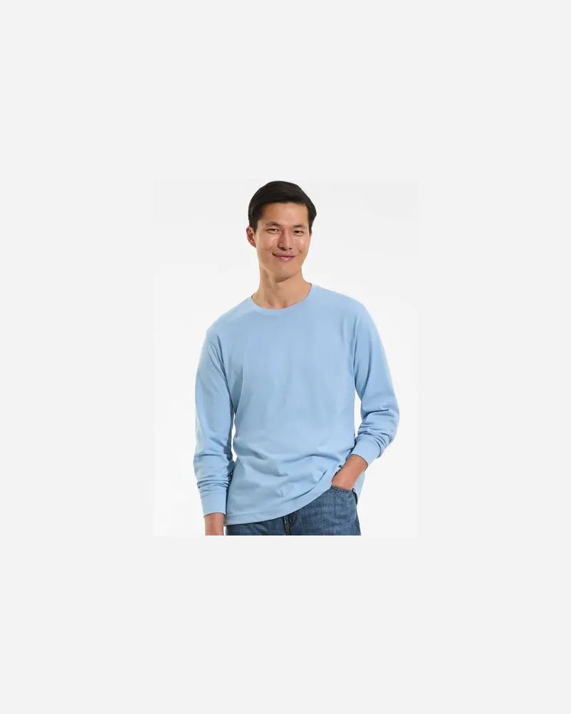 Lands' End Super-T Langarm-Shirt, Classic Fit, Herren, Größe tall, Blau, Baumwolle, by Blau