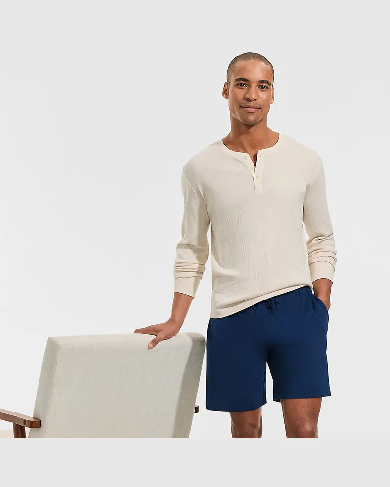 Lands' End Pyjama-Shorts aus Baumwoll-Jersey, Herren, Größe regular, Blau, Baumwolle, by Blau