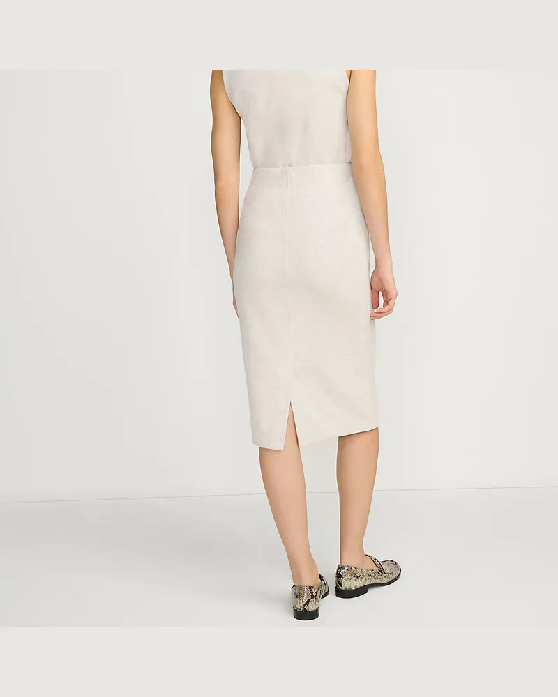 Lands' End Softer Jersey-Midirock, Damen, Größe petite, Beige, Baumwolle/Polyester/Baumwoll-Mischung, by Beige
