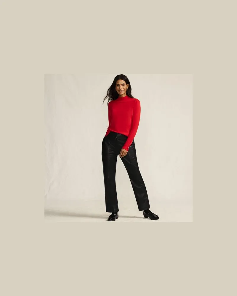 Lands' End Lederhose, Damen, Größe regular, Schwarz, Leder, by Schwarz