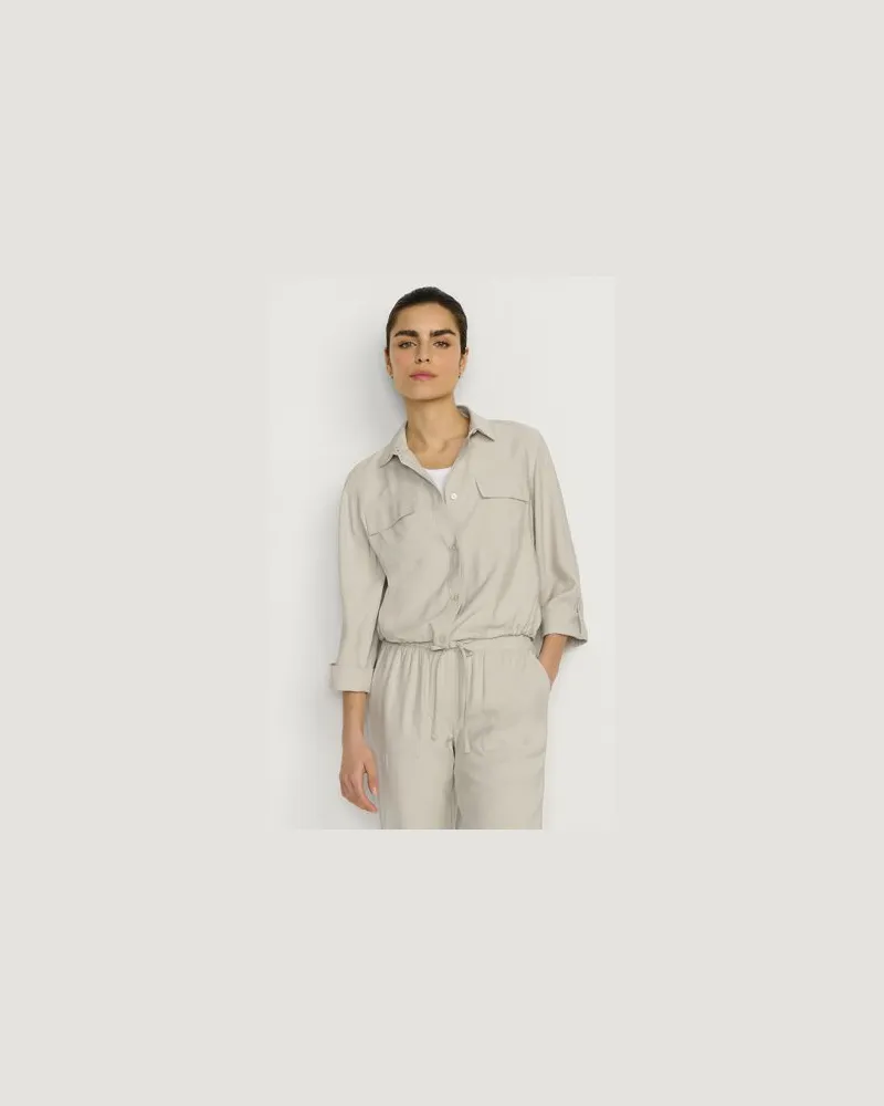 Lands' End Verkürztes Twillhemd mit Kordelzug, Damen, Größe:32-34 regular, Beige, Polyester/Viskose, by Beige