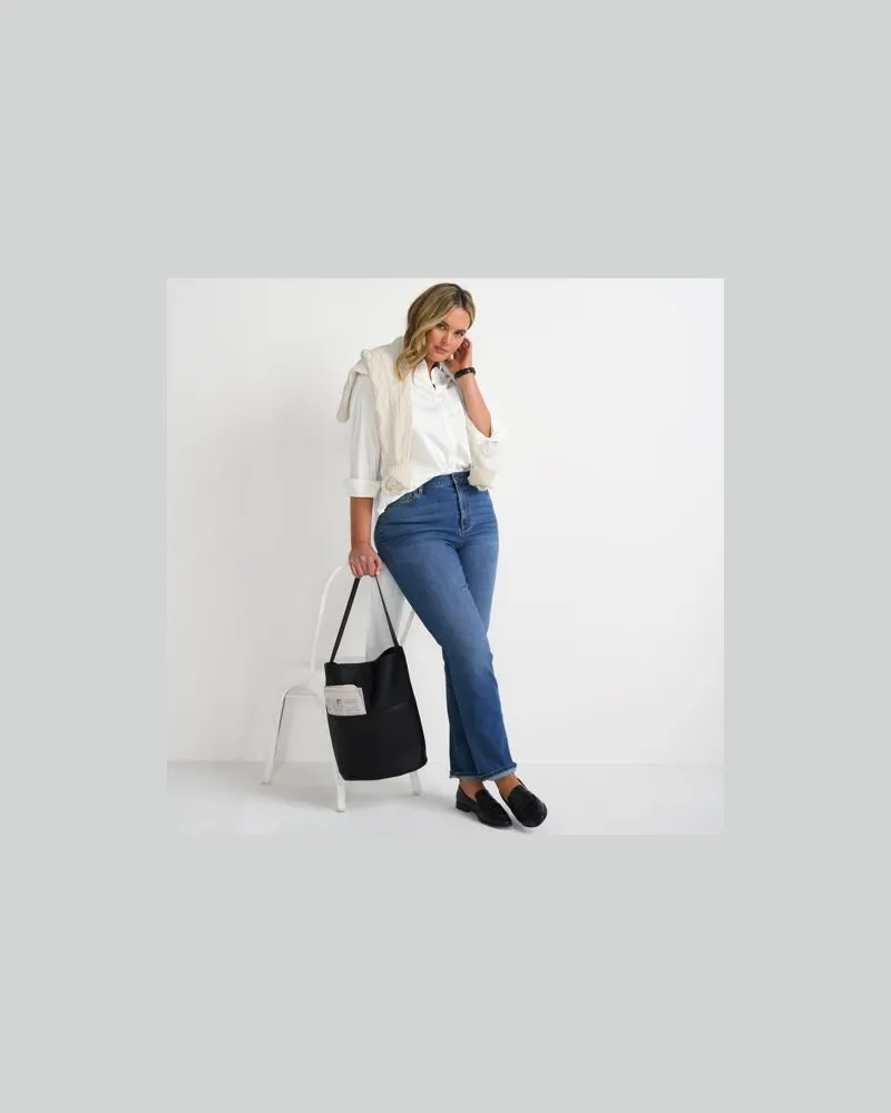 Lands' End Straight Fit Recover High Waist Jeans, Damen, Größe plus, Blau, Baumwoll-Mischung, by Blau