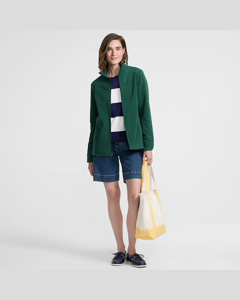 Lands' End Anyweather Fleece-Jacke, Damen, Größe regular, Grün, Polyester, by Grün