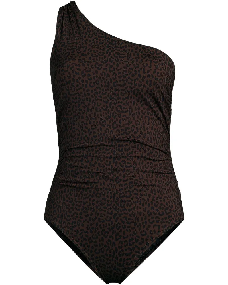 Lands' End Geraffter, asymmetrischer Badeanzug, Damen, Größe plus, Braun, Nylon-Mischung, by Braun