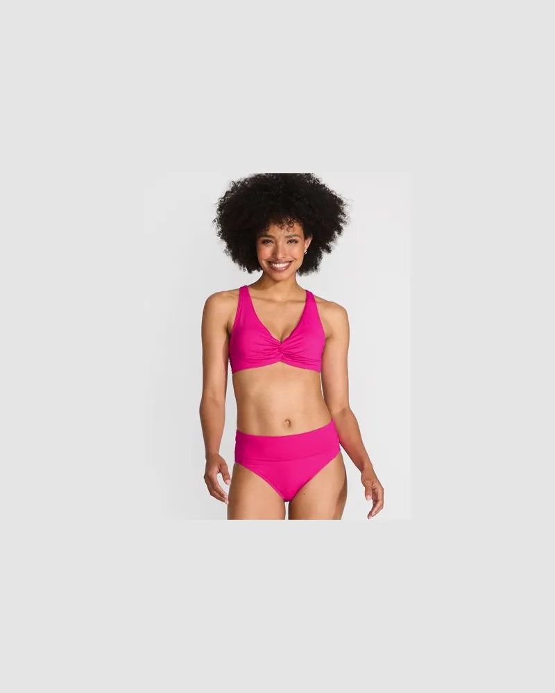 Lands' End Bikinihose zum Umschlagen, High Waist, Damen, Größe regular, Pink, Nylon-Mischung, by Pink