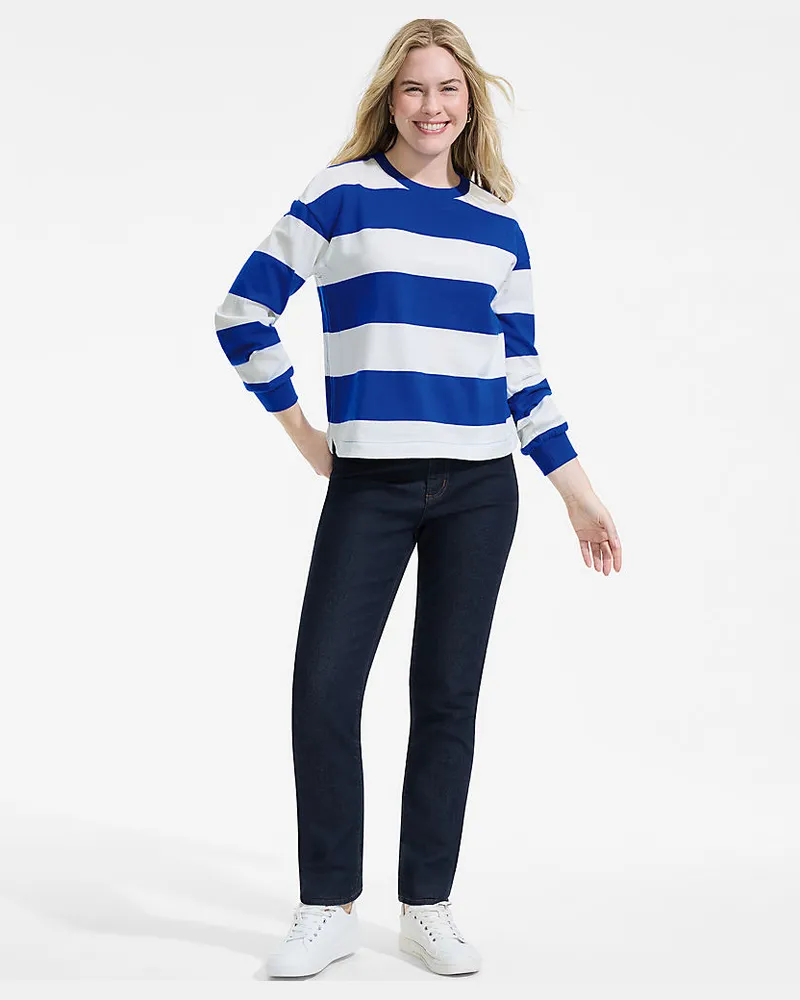 Lands' End Straight Fit Recover High Waist Jeans, Damen, Größe regular, Blau, Baumwoll-Mischung, by Blau