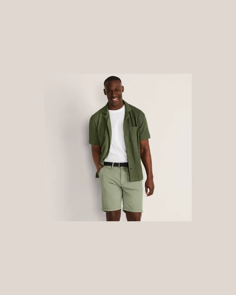 Lands' End Chino-Shorts mit Textur und Gürtel, Herren, Größe regular, Grün, Baumwolle/Lyocell (Viskose)/Baumwoll-Mischung, by Grün