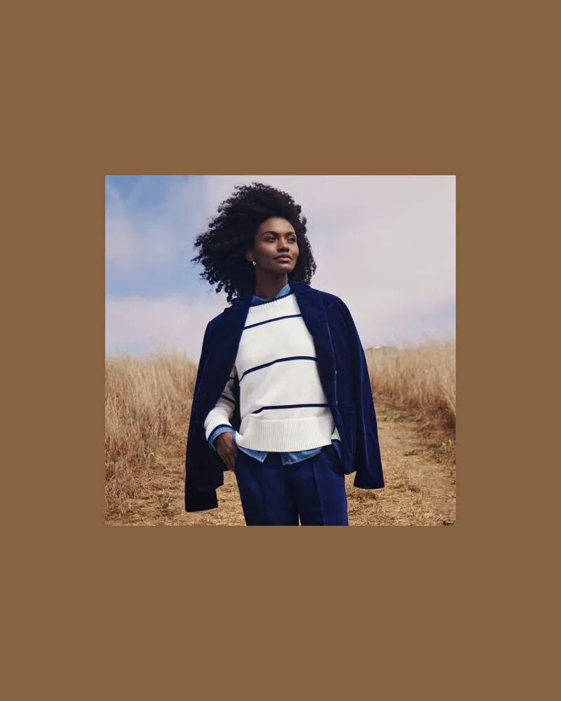 Lands' End Breitcord-Blazer, Damen, Größe:44-46 regular, Blau, Baumwolle, by Blau