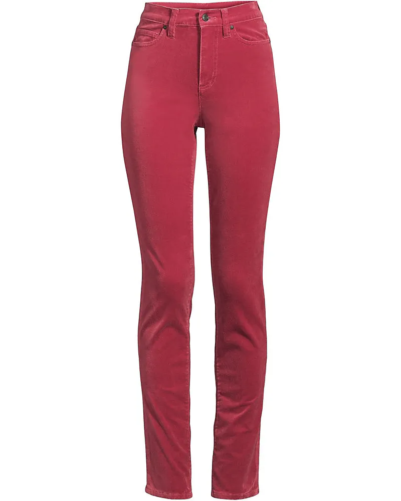 Lands' End Slim Fit Samthose High Waist, Damen, Größe plus, Pink, Baumwoll-Mischung, by Pink