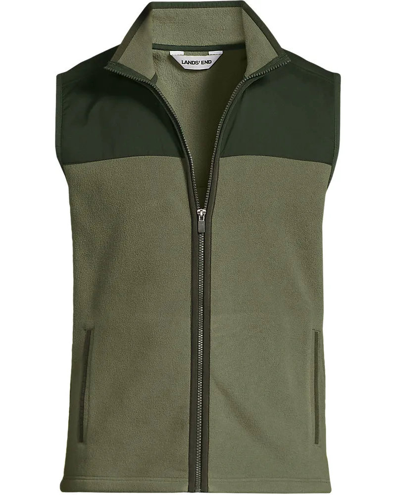 Lands' End Anyweather Fleece-Weste, Herren, Größe regular, Grün, Polyester, by Grün
