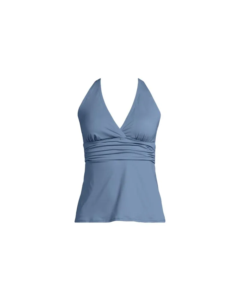 Lands' End Tankinitop mit V-Ausschnitt, Damen, Größe plus, Blau, Nylon-Mischung, by Blau