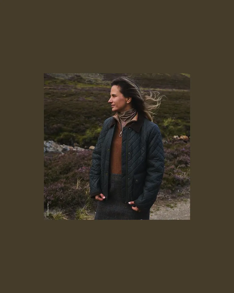 Lands' End Gesteppte Wachsjacke aus Baumwolle, Damen, Größe regular, Grün, Baumwoll-Mischung/Polyester-Mischung, by Grün