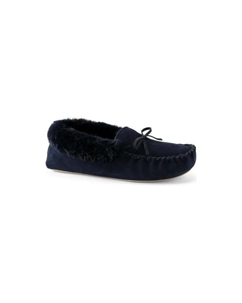 Lands' End Veloursleder-Mokassin, Damen, Größe regular, Blau, Polyester, by Blau