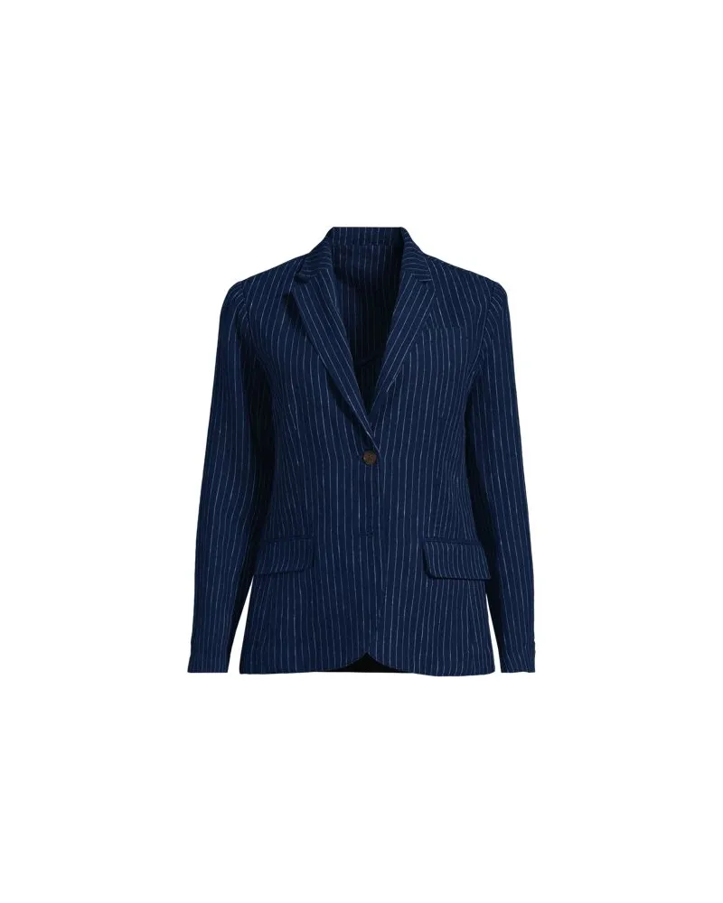 Lands' End Leinenblazer, Damen, Größe:40-42 regular, Blau, Leinen, by Blau