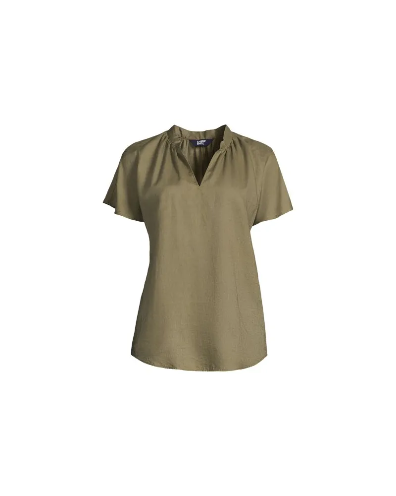 Lands' End Leinentop mit Dolman-Ärmeln, Damen, Größe petite, Grün, by Grün