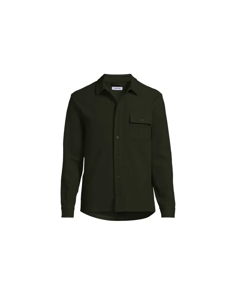 Lands' End Jerseyhemd mit Struktur, Herren, Größe:60 regular, Braun, Elasthan/Baumwoll-Mischung/Polyester-Mischung, by Braun