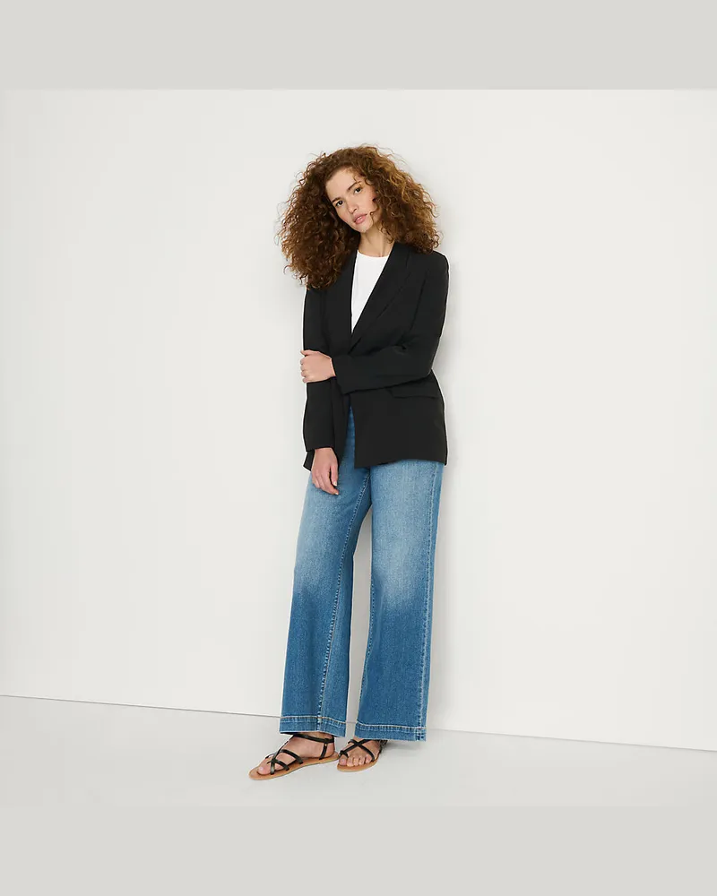 Lands' End Blazer, Damen, Größe regular, Schwarz, Viskose/Polyester-Mischung, by Schwarz