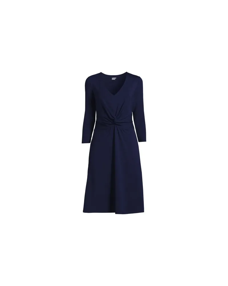 Lands' End Jerseykleid mit 3/4-Ärmeln aus Baumwolle/Modal-Mix, Damen, Größe regular, Blau, Baumwolle Modal, by Blau