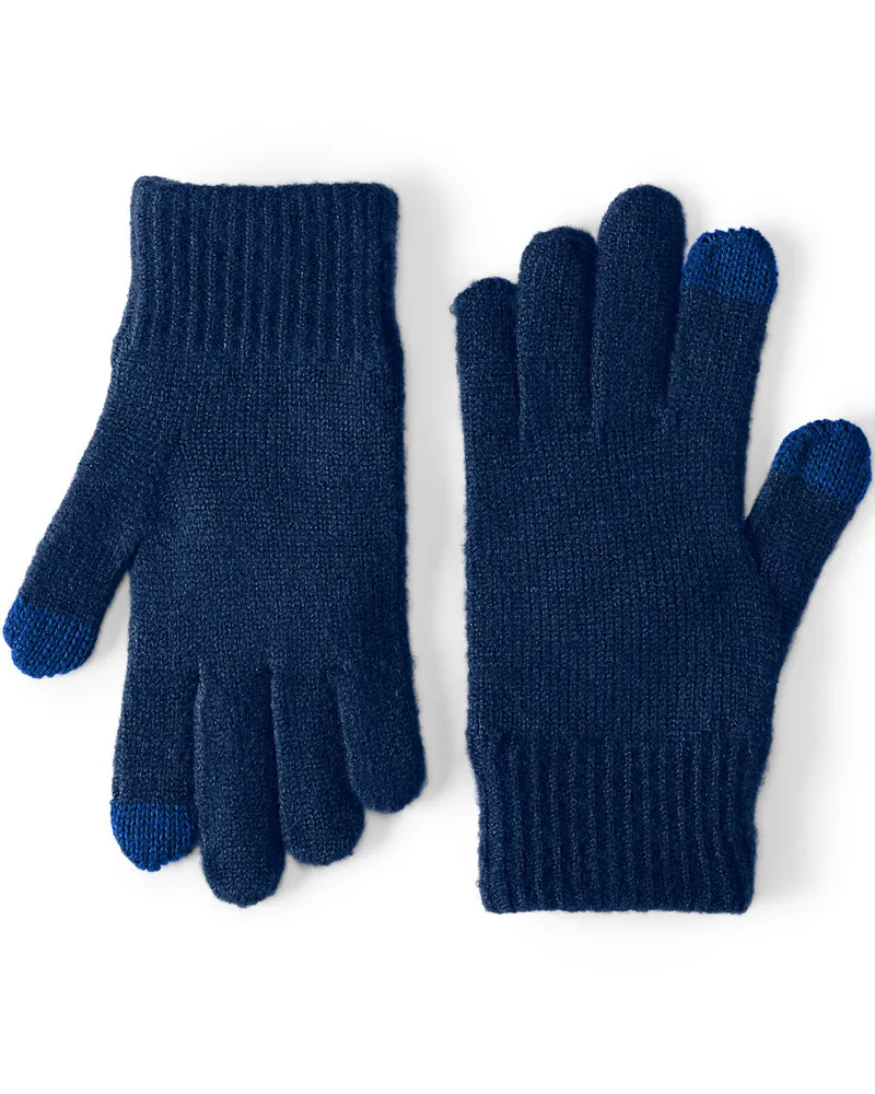 Lands' End CashTouch Strickhandschuhe, Herren, Größe regular, Blau, Elasthan/Polyacryl/Nylon-Mischung, by Blau