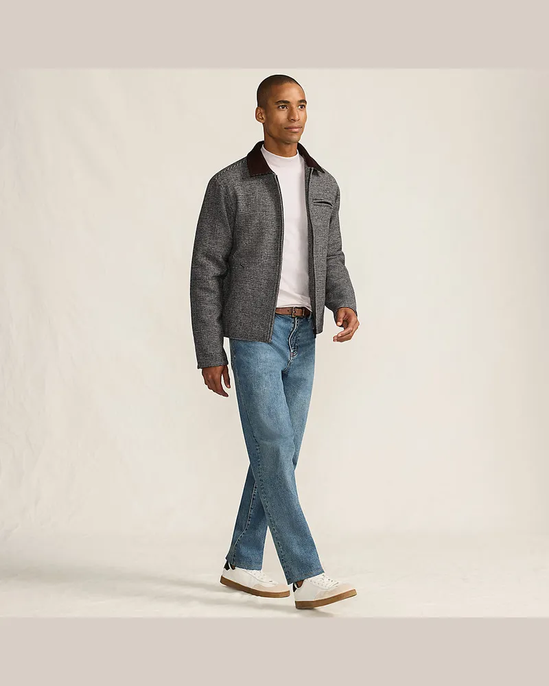 Lands' End Wollmix-Jacke, Herren, Größe regular, Schwarz, Wolle/Polyester/Polyester-Mischung, by Schwarz