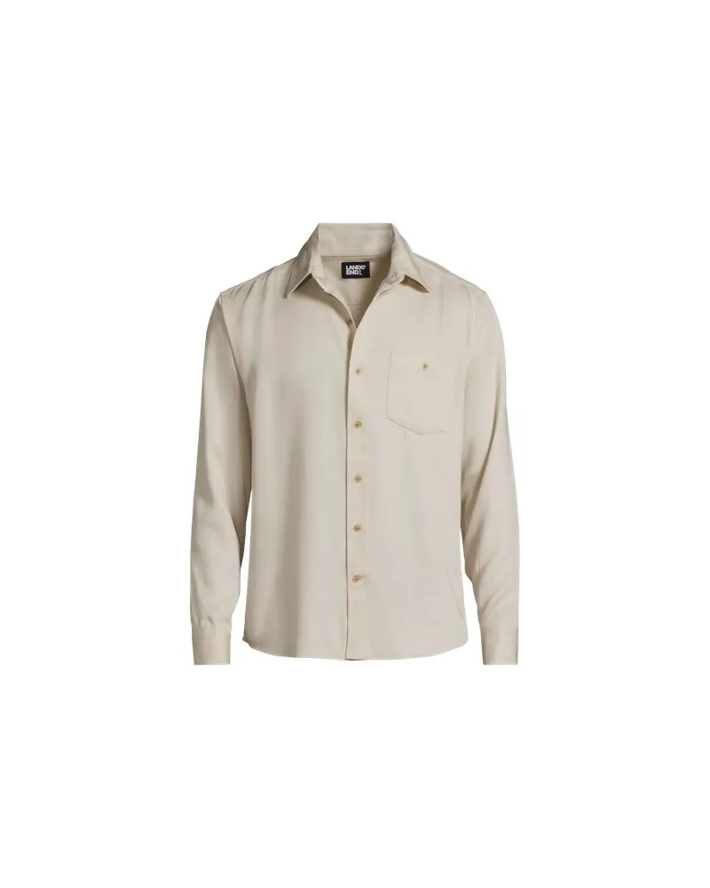 Lands' End Twill-Hemd, Herren, Größe:52-54 regular, Weiß, Lyocell (Viskose), by Weiß