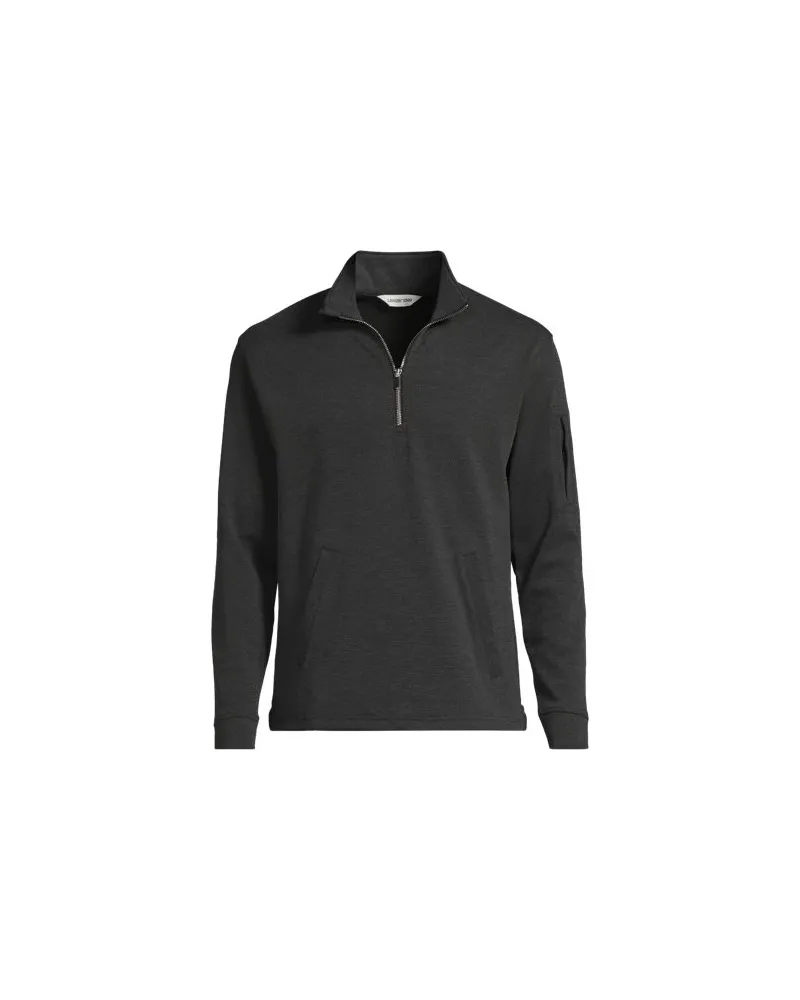 Lands' End Piqué Performance-Zipperpullover, Herren, Größe:60 regular, Schwarz, Polyester-Mischung, by Schwarz