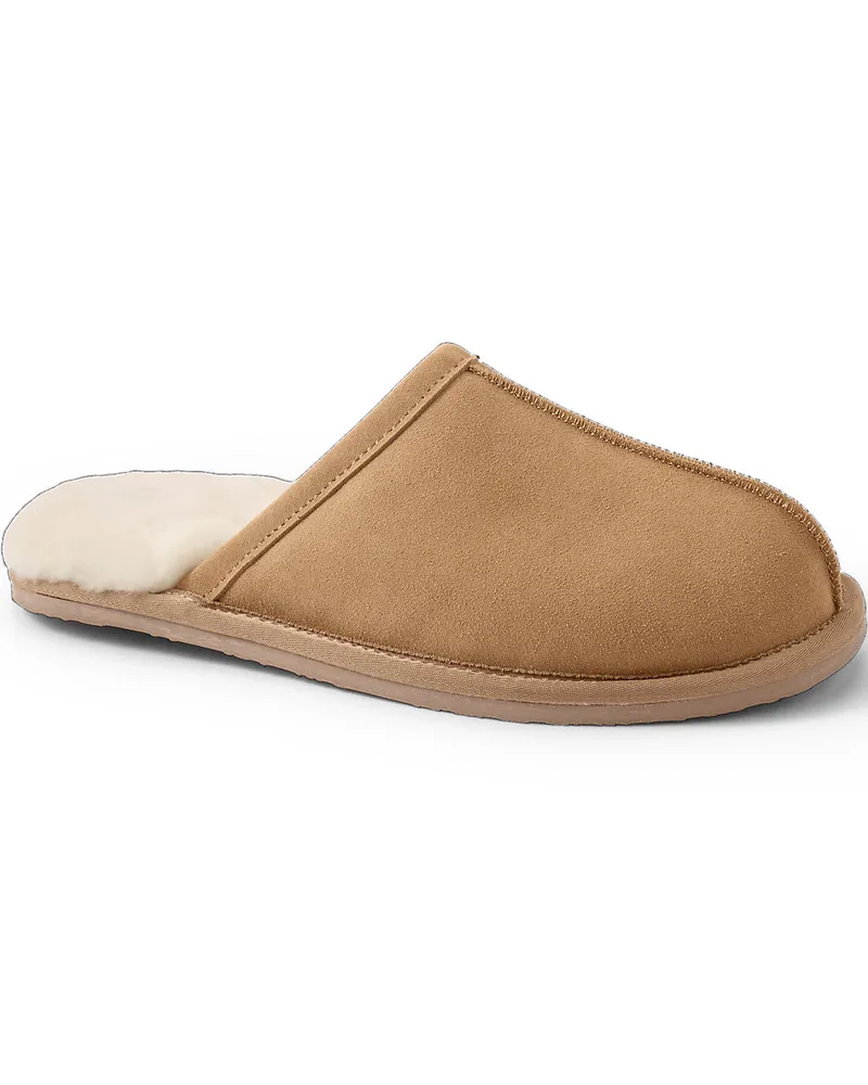 Lands' End Veloursleder-Pantoletten, Herren, Größe regular, Braun, Leder/Rauleder, by Braun