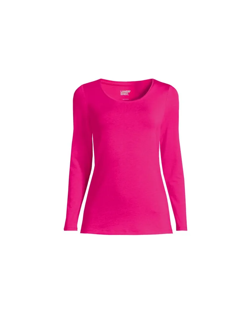 Lands' End Baumwolle/Modal-Shirt mit Ballett-Ausschnitt, Damen, Größe:40-42 petite, Pink, Baumwolle Modal, by Pink