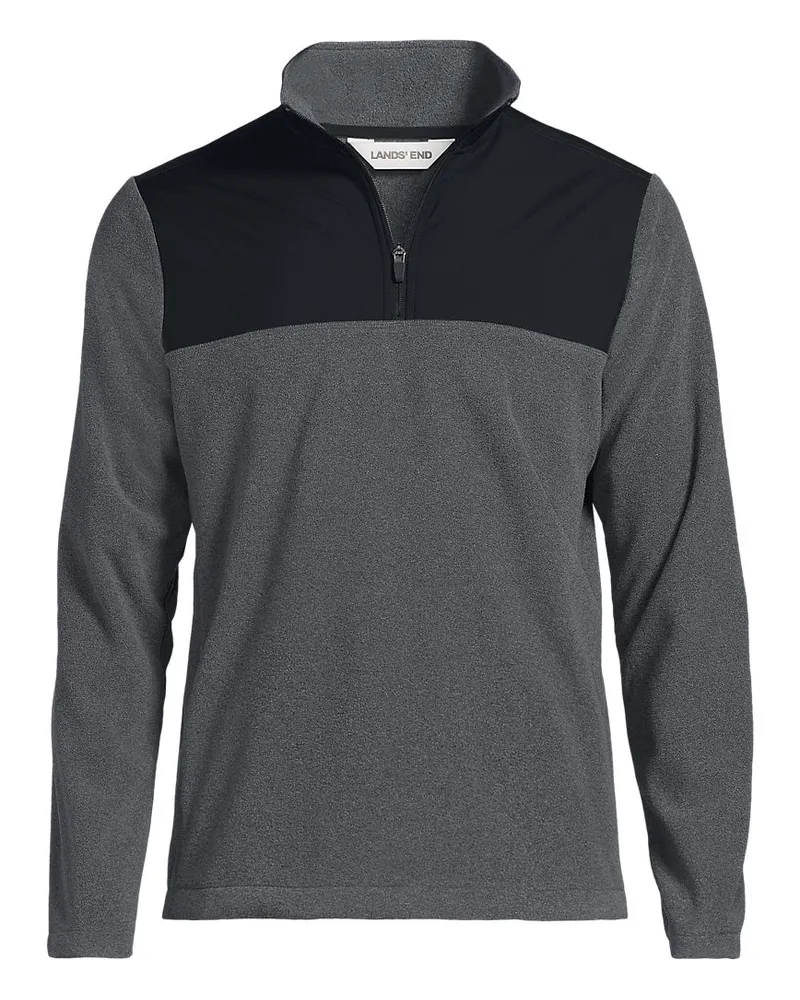 Lands' End Anyweather Colorblock Fleece-Pullover mit Reißverschluss, Herren, Größe regular, Schwarz, Polyester, by Schwarz