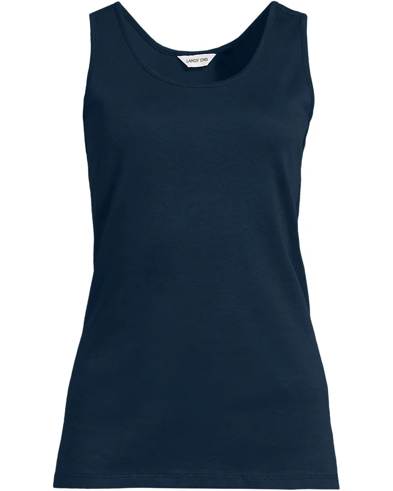 Lands' End Ärmelloses Top aus Baumwolle, Damen, Größe regular, Blau, Baumwolle, by Blau
