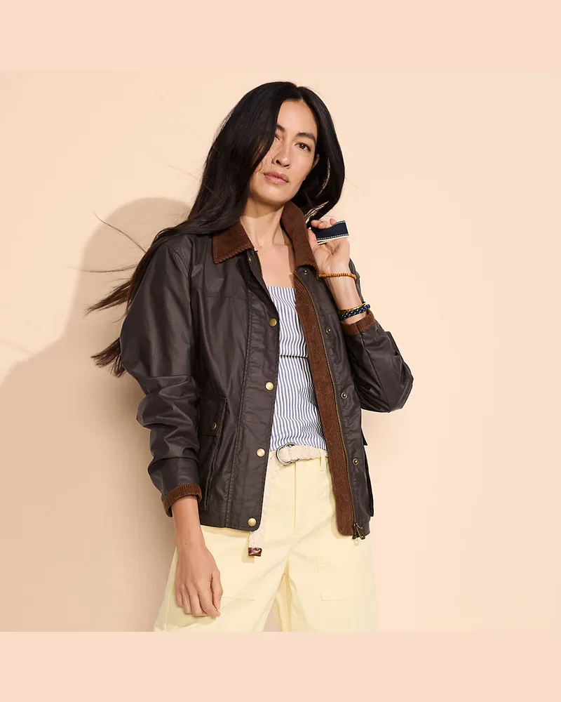 Lands' End Wachsjacke, Damen, Größe regular, Braun, Baumwolle, by Braun
