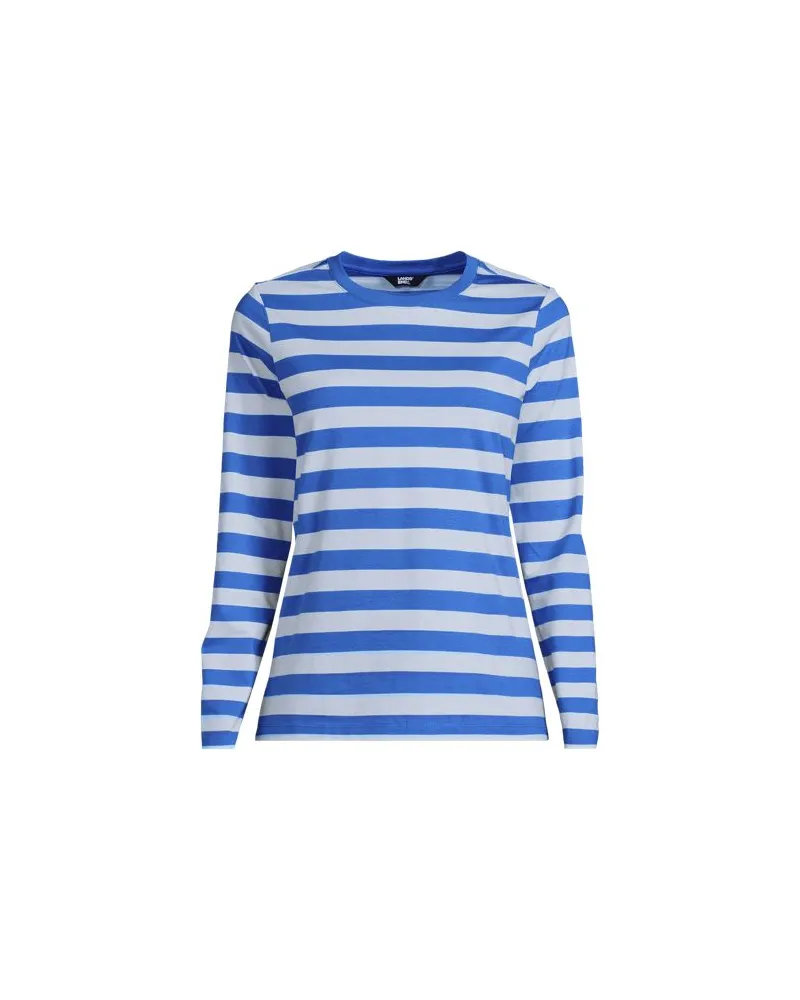 Lands' End Langärmeliges Supima-Shirt mit Rundausschnitt, Damen, Größe plus, Blau, by Blau