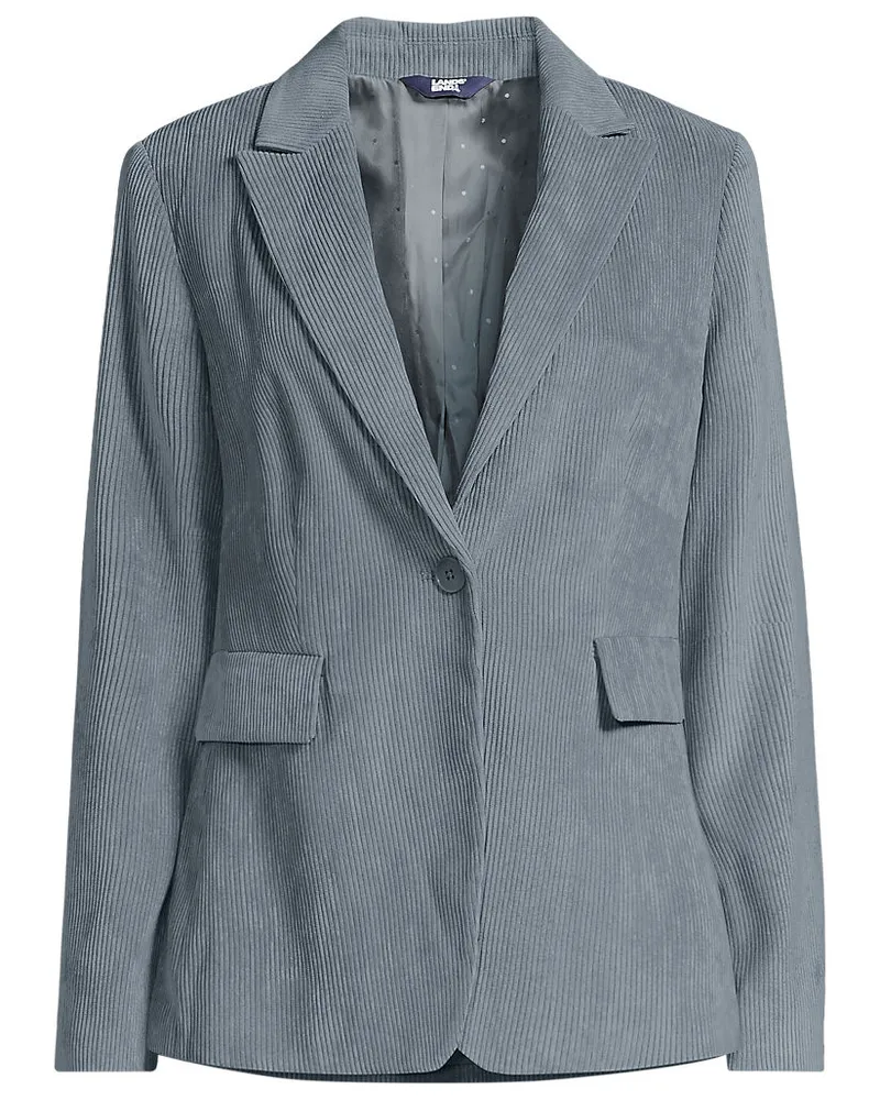 Lands' End Stretchcord-Blazer, Damen, Größe regular, Grau, Polyester/Nylon/Polyester-Mischung, by Grau