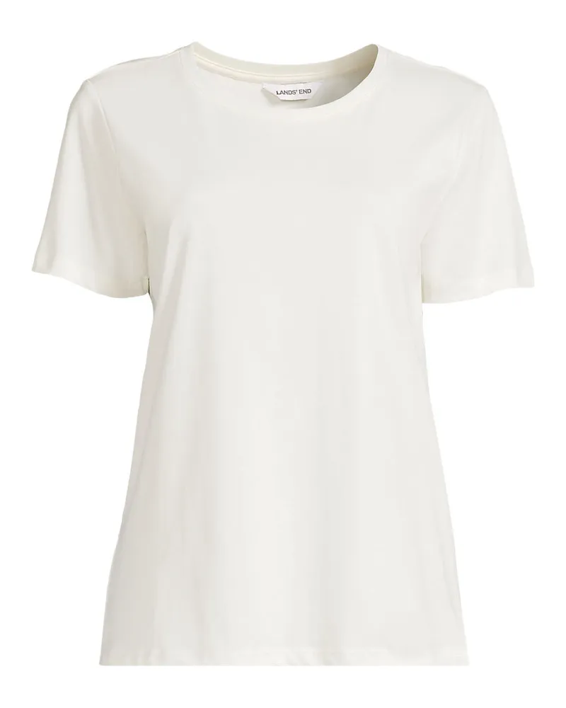 Lands' End Supima T-Shirt mit Rundhalsausschnitt, Damen, Größe plus, Weiß, Baumwolle, by Weiß