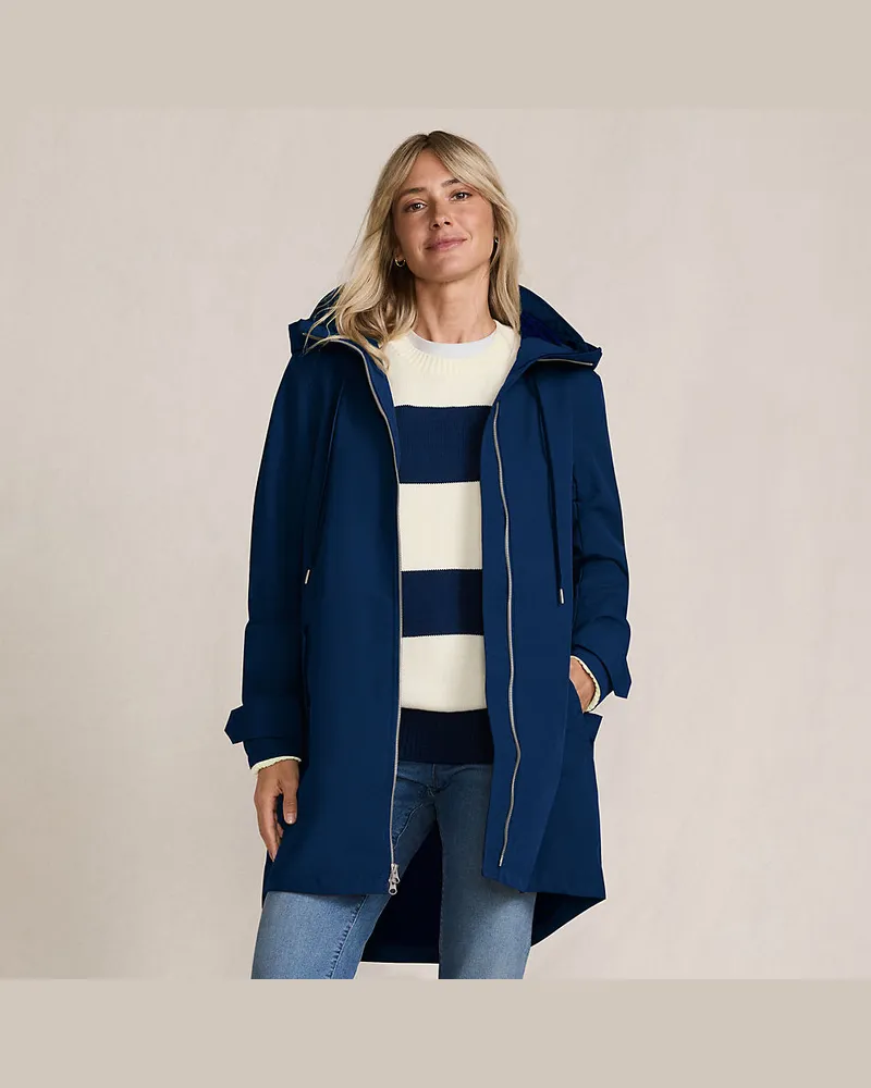 Lands' End Squall Regenjacke in A-Linie, Damen, Größe regular, Blau, Nylon, by Blau