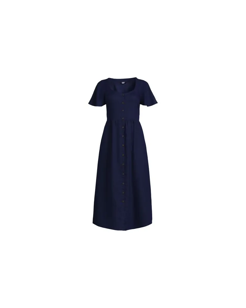 Lands' End Leinen-Midikleid, Damen, Größe petite, Blau, Leinen, by Blau