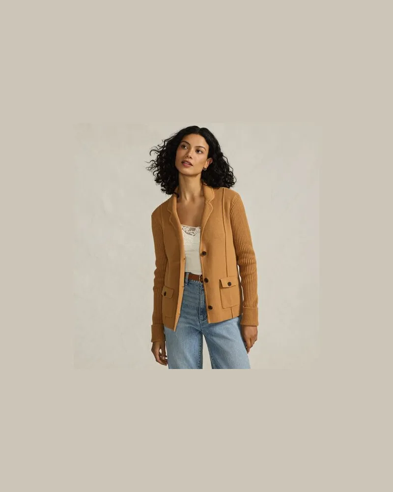 Lands' End Baumwoll-Blazer DRIFTER, Damen, Größe:32-34 regular, Beige, Baumwolle, by Beige