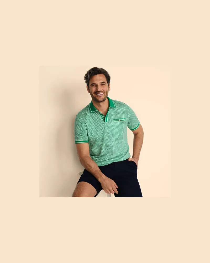 Lands' End Supima Poloshirt mit Brusttasche, Herren, Größe:60 regular, Grün, Baumwolle, by Grün