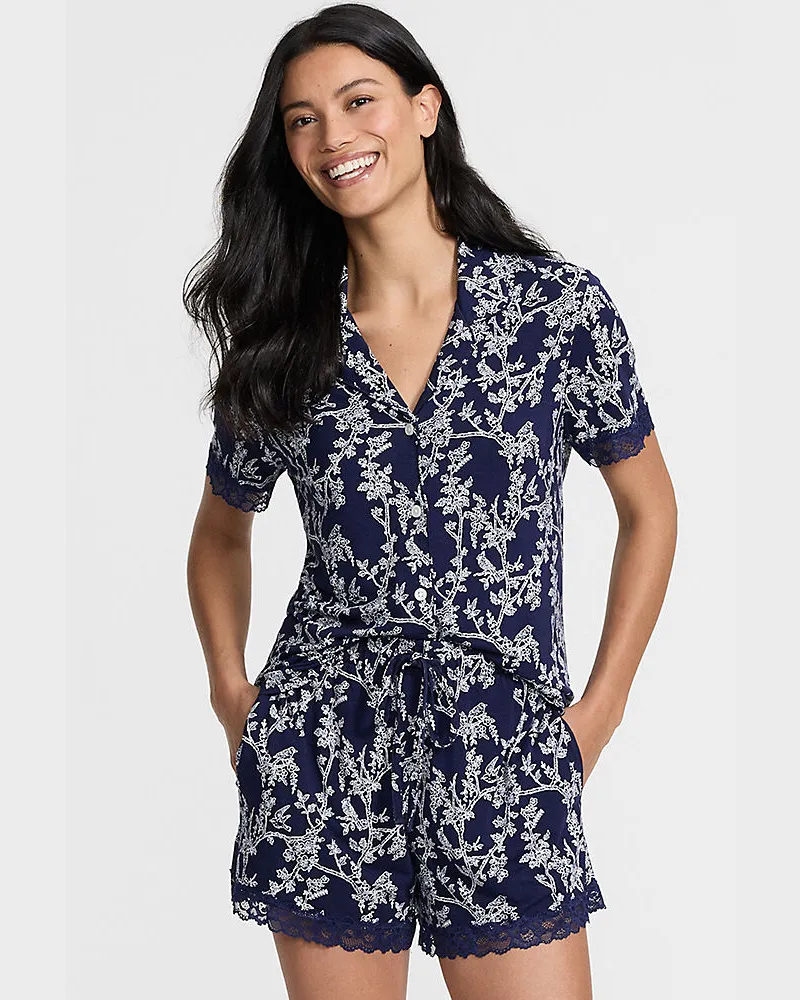 Lands' End Pyjama-Set mit Shorts und Cooling-Finish, Damen, Größe regular, Blau, by Blau