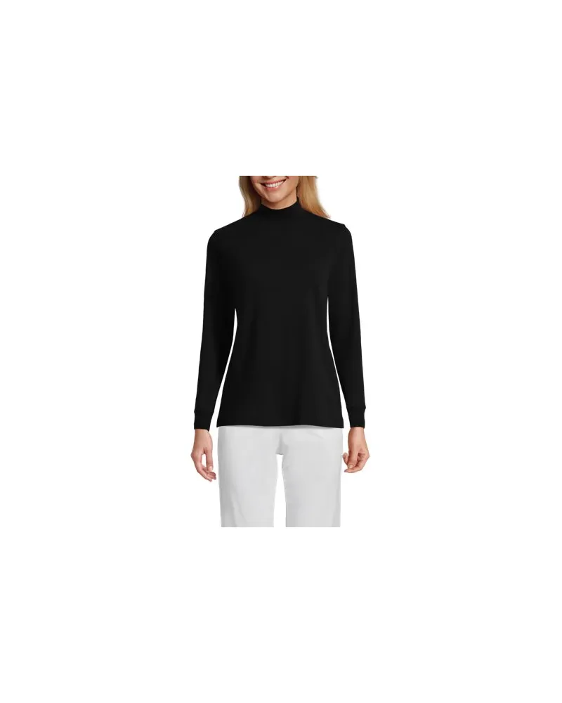 Lands' End Stehkragen-Shirt, Damen, Größe:40-42 petite, Schwarz, Baumwolle, by Schwarz