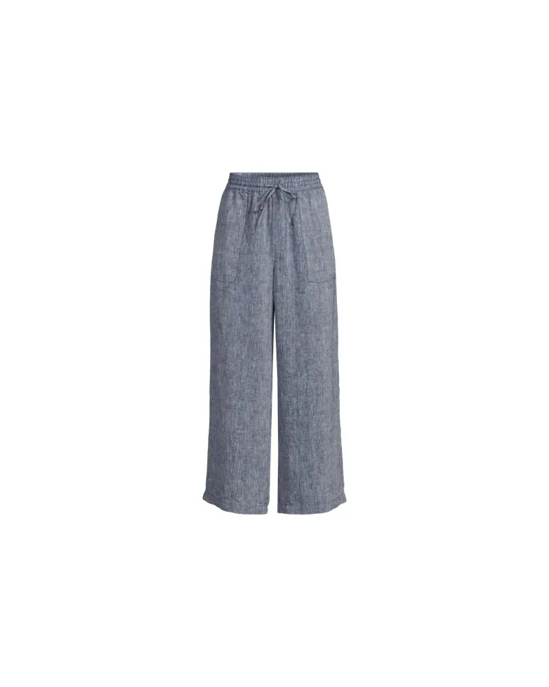 Lands' End Weite 7/8-Leinenhose mit Dehnbund, Damen, Größe:32-34 regular, Blau, Leinen, by Blau