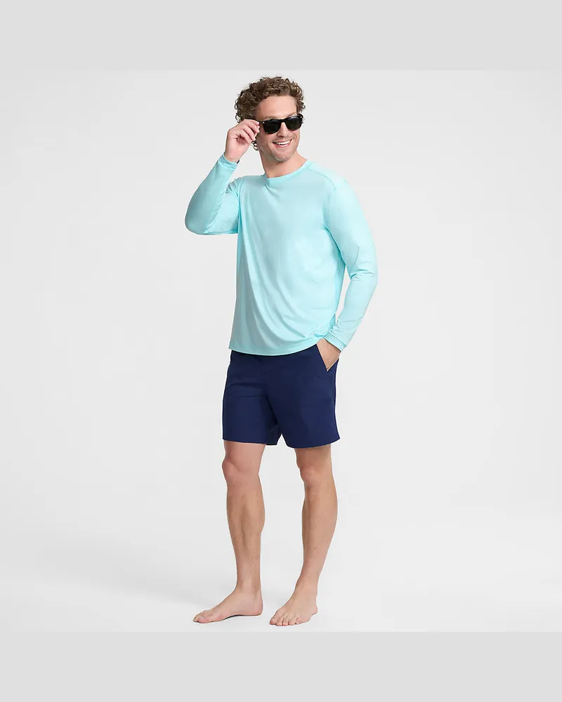 Lands' End Langarm-Badeshirt, Herren, Größe regular, Blau, by Blau