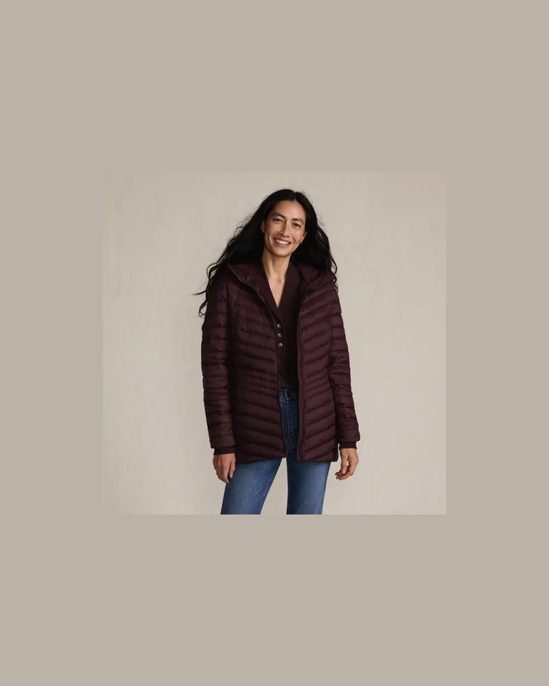 Lands' End Daunenjacke WANDERWEIGHT Verstaubar Ultraleicht mit Kapuze, Damen, Größe plus, Rot, Nylon/Daunen, by Rot